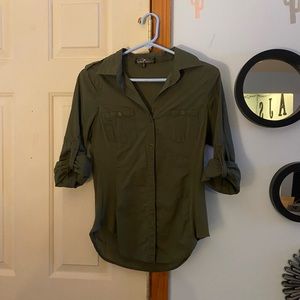 Army Green Button Up Blouse